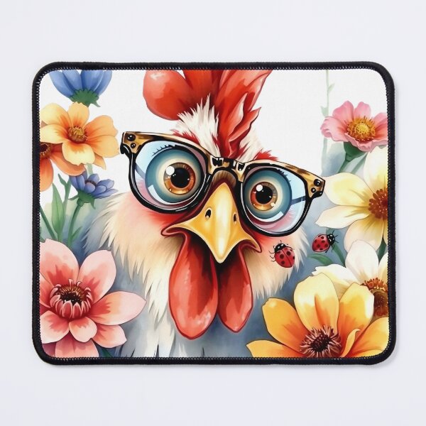 Item preview, Chicken in Glasses: Floral Chic designed and sold by Serene Strokes Art.