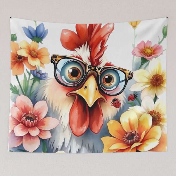 Item preview, Chicken in Glasses: Floral Chic designed and sold by Serene Strokes Art.
