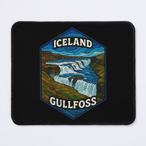 Item preview, Gullfoss Iceland Landscape Stained Glass Travel designed and sold by TomFrontierArt.