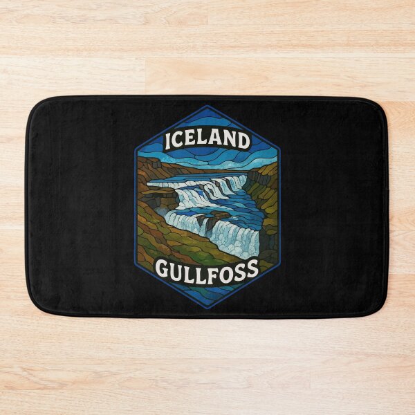 Item preview, Gullfoss Iceland Landscape Stained Glass Travel designed and sold by TomFrontierArt.