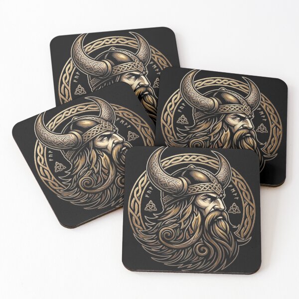 Item preview, Viking Warrior Profile Gold Norse Emblem Art designed and sold by Remix Vision.