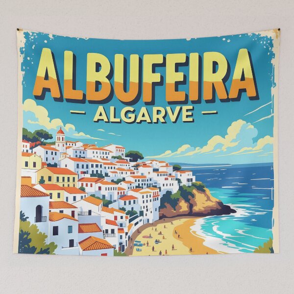 Item preview, Albufeira, Algarve, Portugal: Vintage-Style Painterly Travel Poster designed and sold by LSVart.