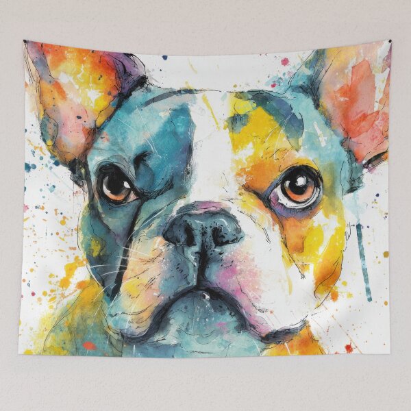 Item preview, Colorful art of a dog with big eyes designed and sold by anytka.