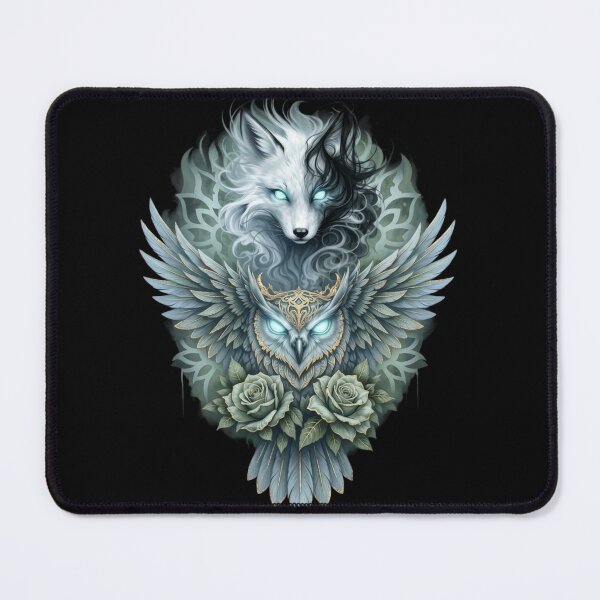 Item preview, Mystic Wolf and Owl Spiritual Totem Floral Art designed and sold by Remix Vision.