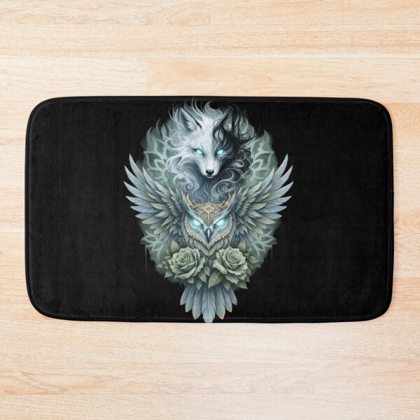 Item preview, Mystic Wolf and Owl Spiritual Totem Floral Art designed and sold by Remix Vision.