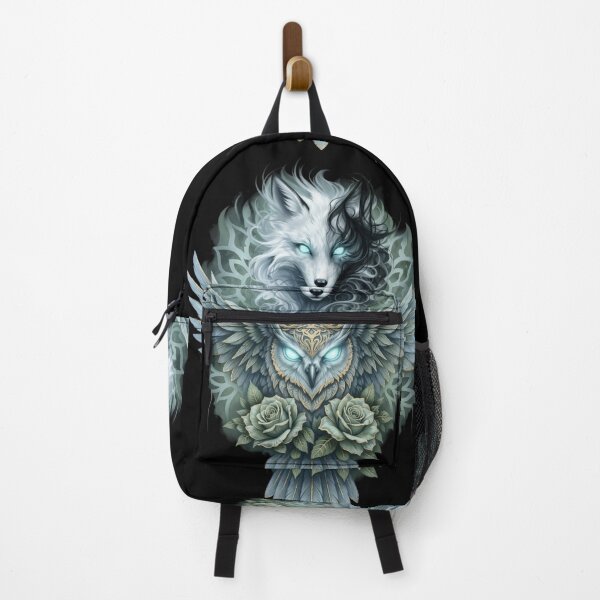 Item preview, Mystic Wolf and Owl Spiritual Totem Floral Art designed and sold by Remix Vision.