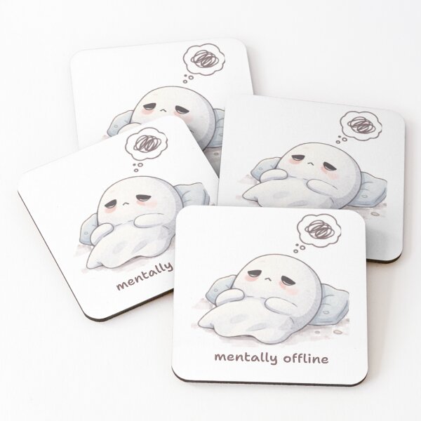 Item preview, Overthinking Ghost | Mentally Offline Mood | Cute Kawaii Aesthetic Design designed and sold by The Mood Index.