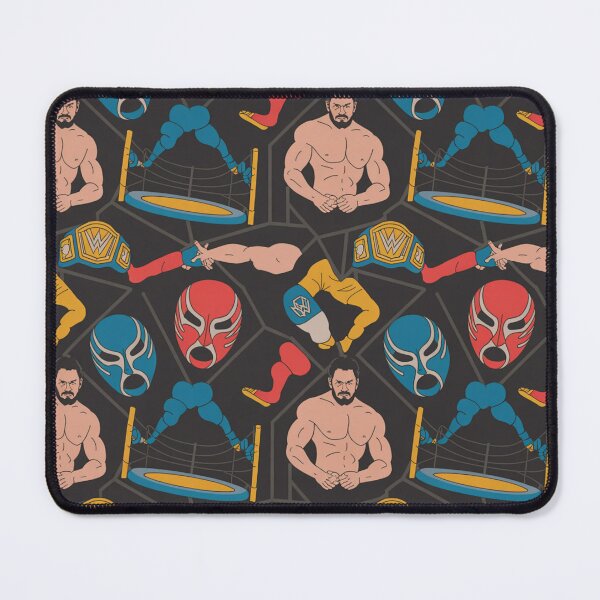 Item preview, WWE Wrestling Seamless Pattern – Masks, Belts & Ring Action designed and sold by Midnight Veil Designs.