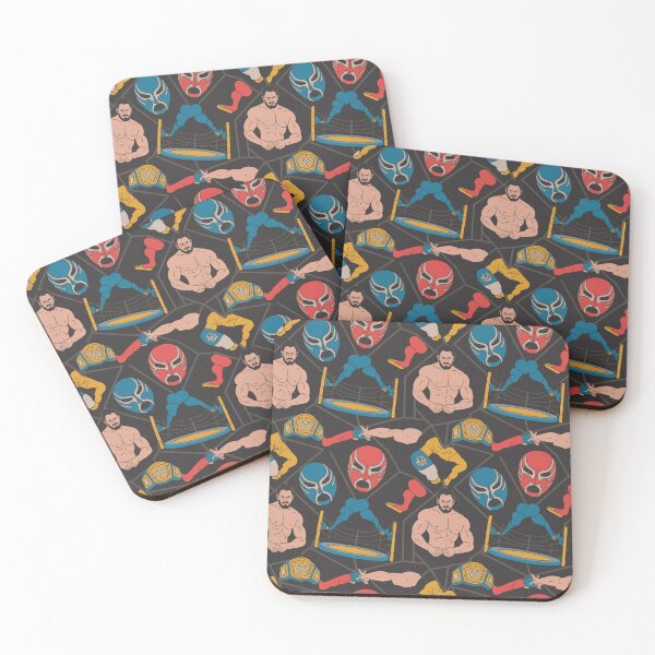 Item preview, WWE Wrestling Seamless Pattern – Masks, Belts & Ring Action designed and sold by Midnight Veil Designs.