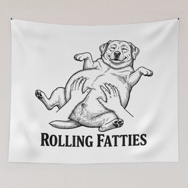 Item preview, Rolling Fatties Funny Dog Belly Rub Sketch Vintage Pet Lover Illustration designed and sold by YubitaLeLe.