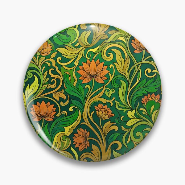 Item preview, Luxurious Rich William Morris Psychedelic Green Retro Floral Pattern designed and sold by ArtivioShop.