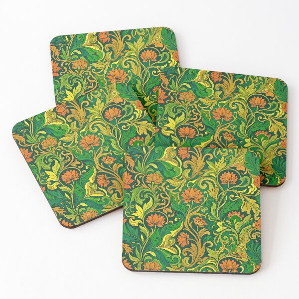 Item preview, Luxurious Rich William Morris Psychedelic Green Retro Floral Pattern designed and sold by ArtivioShop.