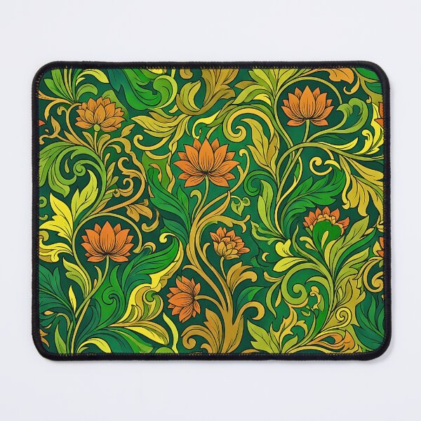 Item preview, Luxurious Rich William Morris Psychedelic Green Retro Floral Pattern designed and sold by ArtivioShop.