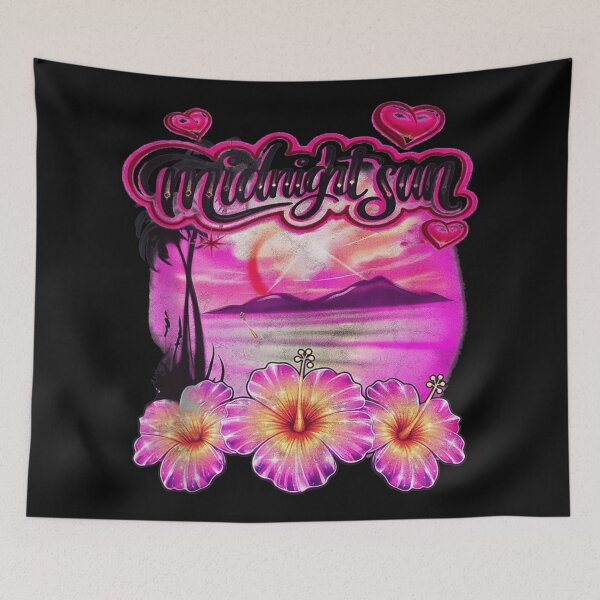Item preview, Midnight Sun Tropical Pink Sunset Hibiscus Flowers And Palm Tree Aesthetics designed and sold by YubitaLeLe.