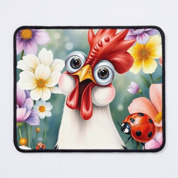 Item preview, Surprised Rooster in a Ladybug Garden designed and sold by Serene Strokes Art.