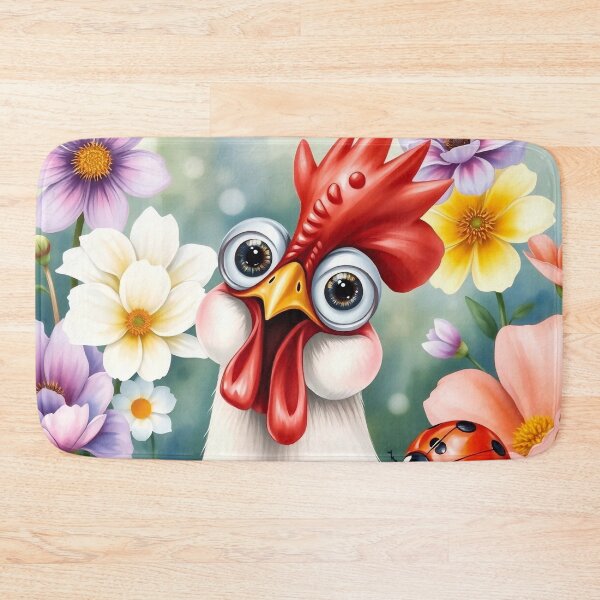 Item preview, Surprised Rooster in a Ladybug Garden designed and sold by Serene Strokes Art.