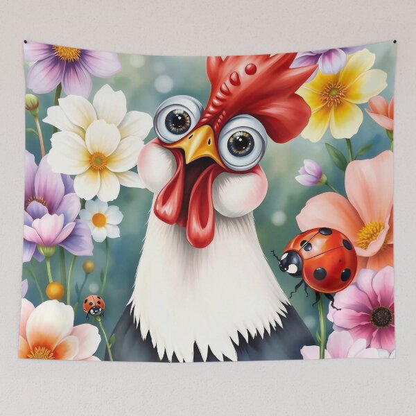 Item preview, Surprised Rooster in a Ladybug Garden designed and sold by Serene Strokes Art.