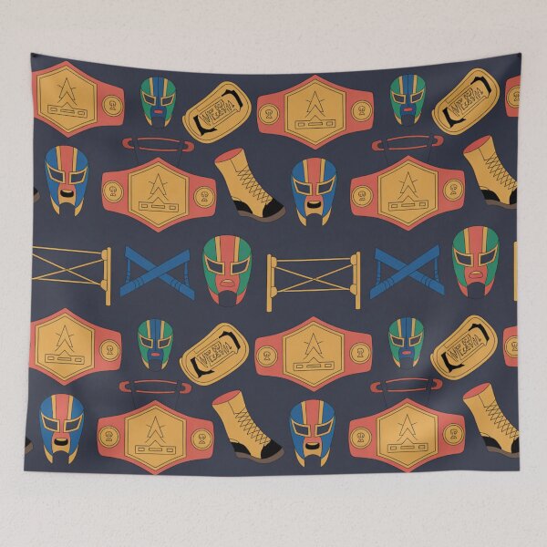 Item preview, WWE Wrestling Seamless Pattern – Masks, Belts & Ring Action designed and sold by Midnight Veil Designs.