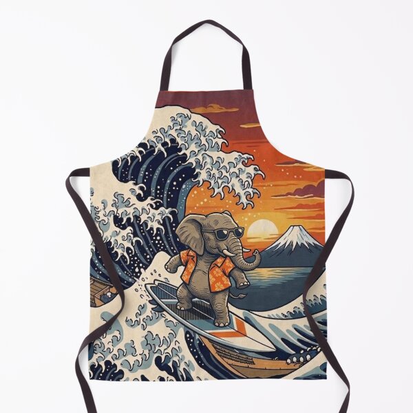 Item preview, Funny Elephant Surfer Kanagawa Wave Japanese Sunset Vintage Boys Girls Kids designed and sold by FurryHavenPH.