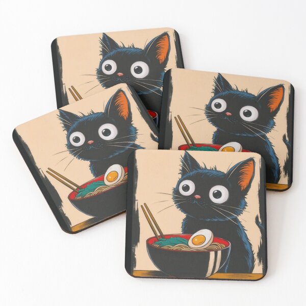 Item preview, Kawaii Cat Eating Ramen Funny designed and sold by casamomo.