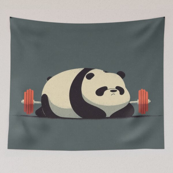Item preview, Panda lifts weights in gym setting designed and sold by anytka.