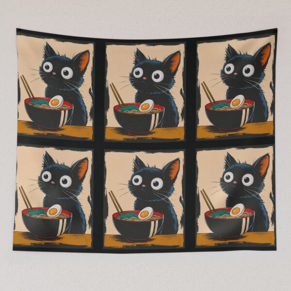 Item preview, Kawaii Cat Eating Ramen Funny designed and sold by casamomo.