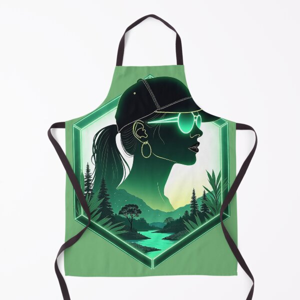 Item preview, Cyberpunk style emerald shield with neon forest inside a female silhouette designed and sold by GreenDreamArt.
