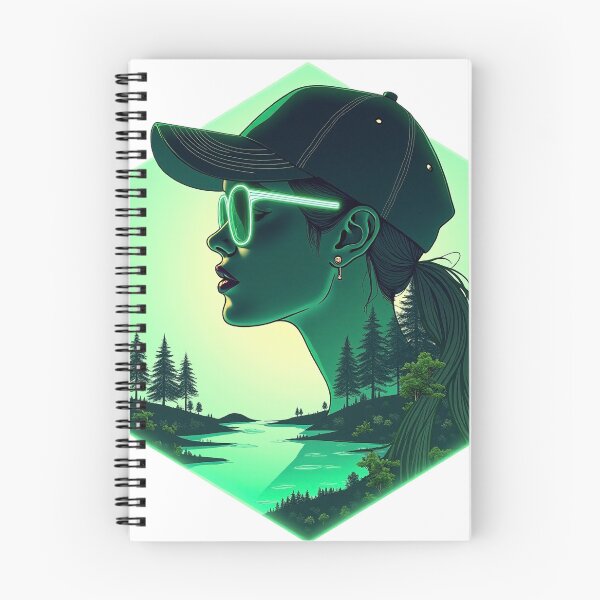 Item preview, Emblema futurista de ropa tecnológica con el perfil de una mujer dentro de un hexágono verde brillante. designed and sold by GreenDreamArt.