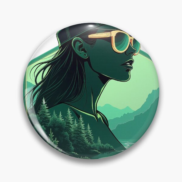 Item preview, Urban emerald hexagon shield with a double exposure woman wearing a cap and sunglasses designed and sold by GreenDreamArt.