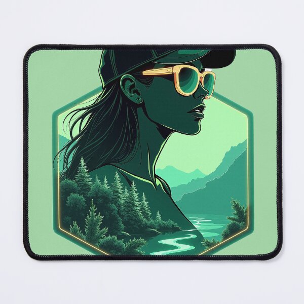 Item preview, Urban emerald hexagon shield with a double exposure woman wearing a cap and sunglasses designed and sold by GreenDreamArt.