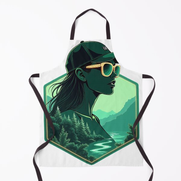 Item preview, Urban emerald hexagon shield with a double exposure woman wearing a cap and sunglasses designed and sold by GreenDreamArt.