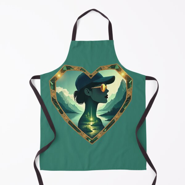 Item preview, Modern sporty female profile in a crystal heart frame, emerald and gold aesthetic designed and sold by GreenDreamArt.