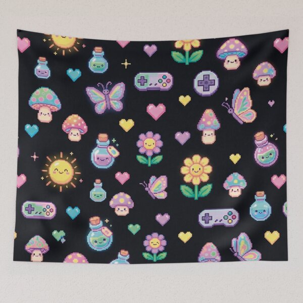 Item preview, Kawaii Pixel Spring Pattern designed and sold by FantasyFabrik.