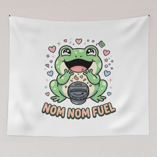 Item preview, Nom Nom Fuel Frog Sticker, T-Shirt & Decal – Cute Frog Gas Cap Design, Funny Car Sticker designed and sold by Nara8.