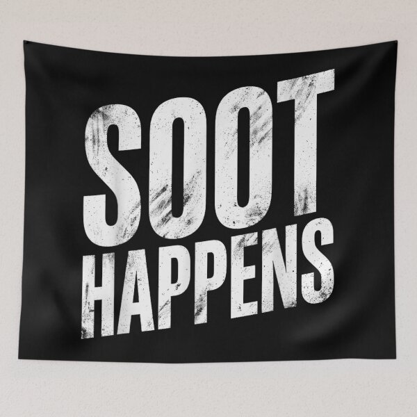 Item preview, Soot Happens Funny Dirty Mechanic Chimney Sweep Distressed Grungy Typography Art designed and sold by Taniyah Gomes.