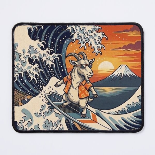 Item preview, Funny Goat Surfer Kanagawa Wave Japanese Sunset Vintage Boys Girls Kids designed and sold by FurryHavenPH.