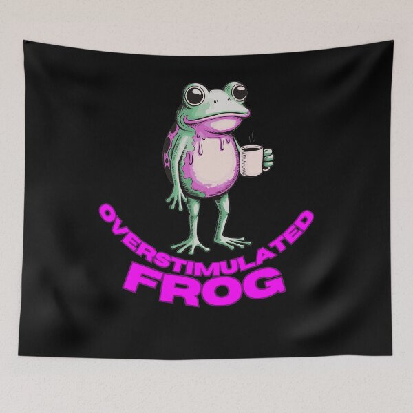Item preview, Overstimulated Frog – Coffee Chaos Meme designed and sold by StaticMood.
