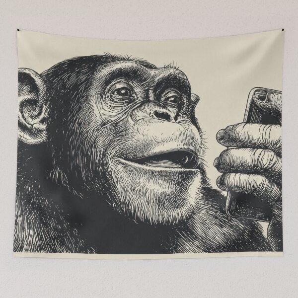 Item preview, Monkey using smartphone in sketch designed and sold by anytka.