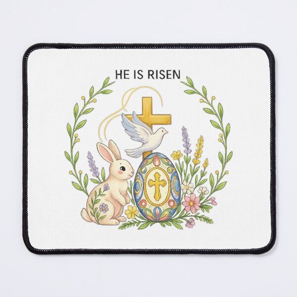 Item preview, He Is Risen Christian Easter Bunny Cross Floral Egg Design  designed and sold by StyleLap.