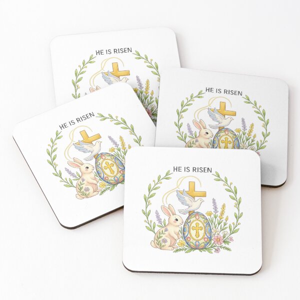 Item preview, He Is Risen Christian Easter Bunny Cross Floral Egg Design  designed and sold by StyleLap.