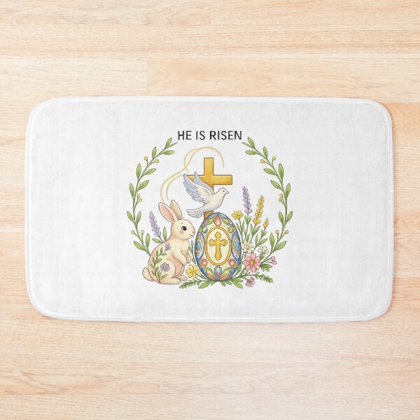 Item preview, He Is Risen Christian Easter Bunny Cross Floral Egg Design  designed and sold by StyleLap.