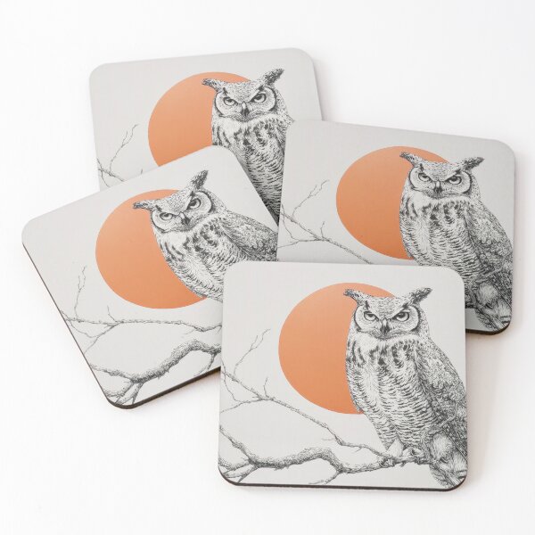 Item preview, Owl sits on a branch at sunset designed and sold by anytka.