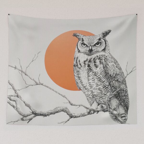 Item preview, Owl sits on a branch at sunset designed and sold by anytka.