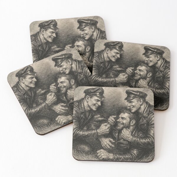 Item preview, Vintage Leather Legends Charcoal Sketch Berlin Bikers Summer Fun Tom of Finland Tribute designed and sold by ItsAKinkThing.