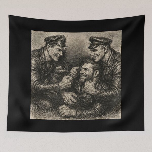 Item preview, Vintage Leather Legends Charcoal Sketch Berlin Bikers Summer Fun Tom of Finland Tribute designed and sold by ItsAKinkThing.