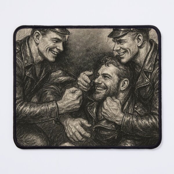 Item preview, Vintage Leather Legends Charcoal Sketch Berlin Bikers Summer Fun Tom of Finland Tribute designed and sold by ItsAKinkThing.