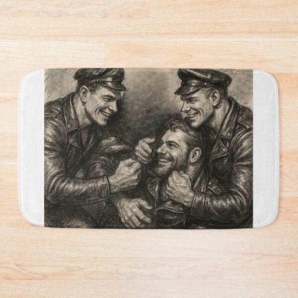 Item preview, Vintage Leather Legends Charcoal Sketch Berlin Bikers Summer Fun Tom of Finland Tribute designed and sold by ItsAKinkThing.