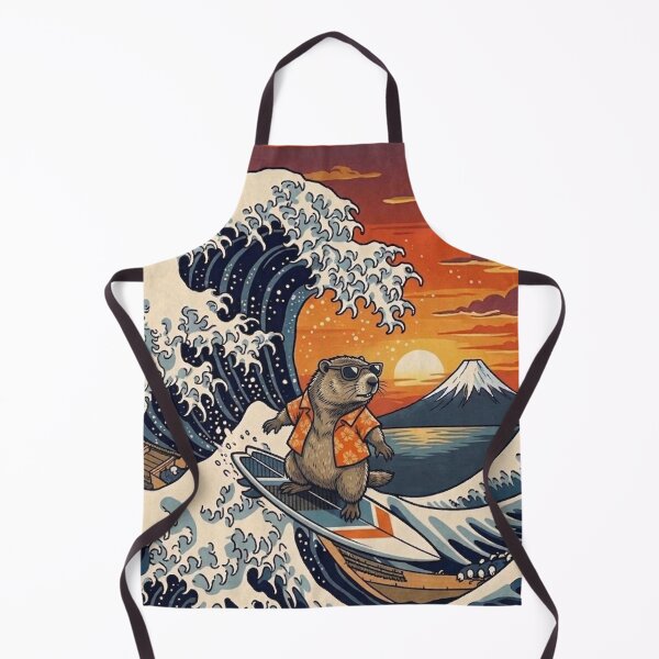 Item preview, Funny Groundhog Surfer Kanagawa Wave Japanese Sunset Vintage Boys Girls Kids designed and sold by FurryHavenPH.