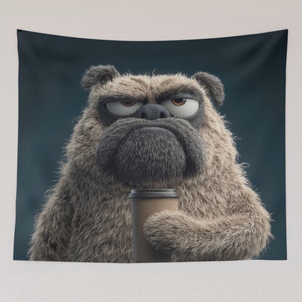 Item preview, Funny dog holds coffee cup in studio designed and sold by anytka.