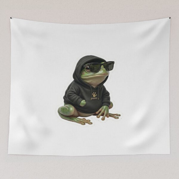 Item preview, Cool Frog in Hoodie & Sunglasses - Croaked Streetwear designed and sold by Arts Paradise.
